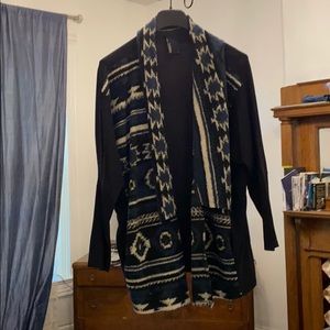 Open sweater with knit front